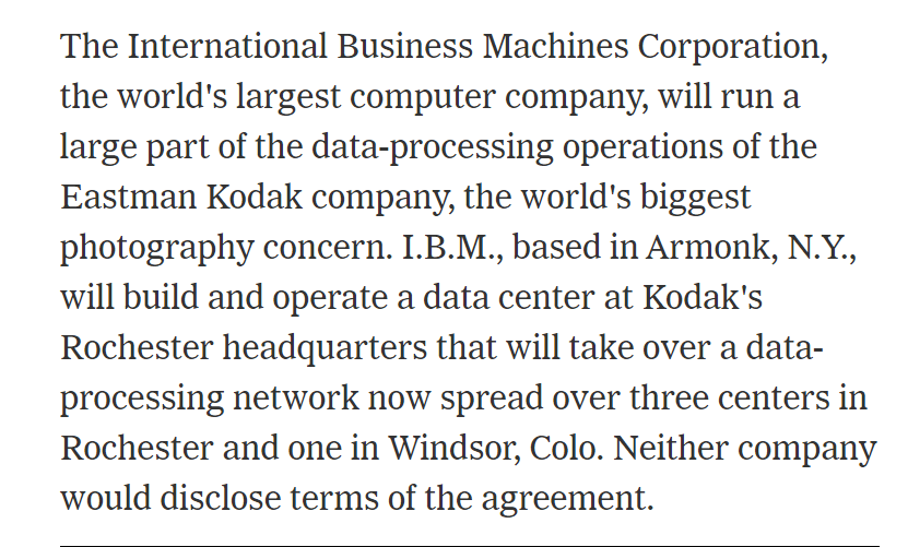 IBM builds Kodak data center 1989